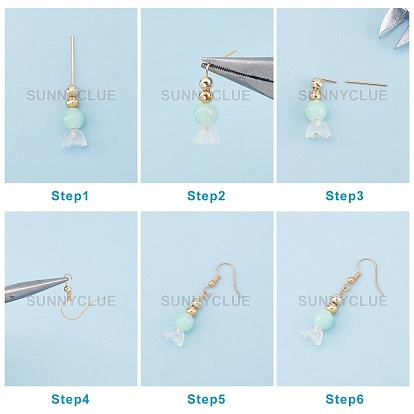 Ensembles de fabrication de boucles d'oreilles pendantes Sunnyclue DIY, y compris laiton & 304 acier inoxydable & acrylique & perles de verre, acrylique coupelles, accessoires en fer et de crochets d'oreilles en laiton