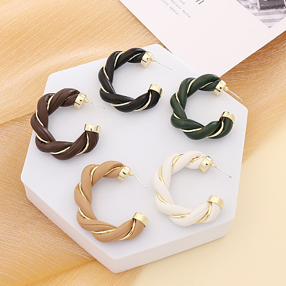 Colorful PU C-shaped Earrings for Women - Fashionable and Creative Ear Studs (E317)
