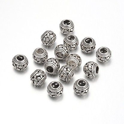 Tibetan Style Hollow Alloy European Beads, Rondelle