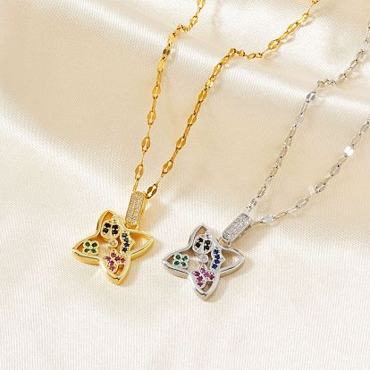 Модные полые ожерелья для женщин с подвеской в форме звезды из кубического циркония и латунным паве