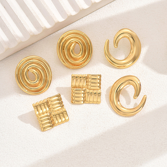 Квадратные серьги с геометрическим узором для женщин, 201 нержавеющая сталь, Универсальный и элегантный