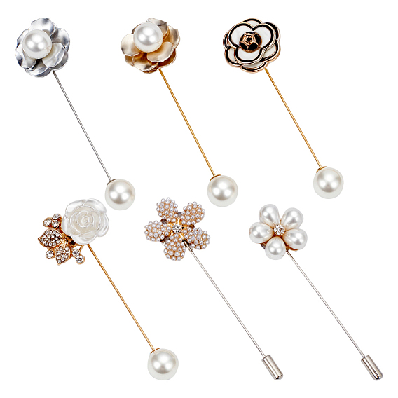 6шт 6 стили брошь булавки сплава, цветок, cmолой