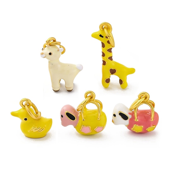 Подвески из эмали и сплава, с целью перехода в кольце, талисман жираф/альпака/собака/утка, золотые