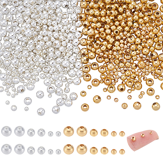 600 шт 6 стили латунные бусины, круглые