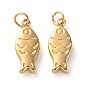 Ion Plating(IP) 304 Stainless Steel Charms, with Jump Ring, Fish Charm