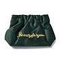 Velvet Spring Snap Closure Change Purse, Embroidered Word Clutch Bags, Storage Pouch for Jewelry Earphone, Rectangle