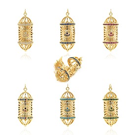 Pendentifs cage à perles en laiton, colonne avec zircone cubique, or