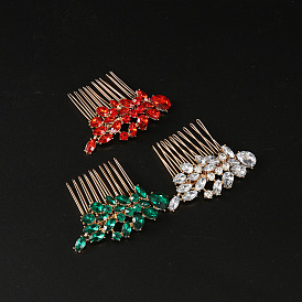 Flower Alloy Rhinestone Hair Combs, Hair Accessories for Women and Girls