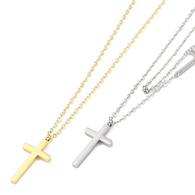 Ионное покрытие (IP) 304 цепочка из нержавеющей стали с религиозным крестом и подвесками для женщин