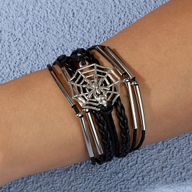 BL256 Jewelry Fashion Braided Leather Bracelet Personality Cute Spider Hand Ornament for Women