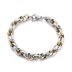 304 Stainless Steel Rope Chain Bracelet for Men Women, Two-tone Bracelet