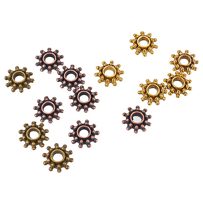 1pcs 400BOX perles d'espacement de style tibétain de fleurs, sans cadmium et sans nickel et sans plomb, 8.5x3mm, trou: 3 mm, sur 100 pcs / couleur