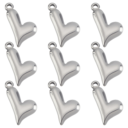 10Pcs 304 Stainless Steel Pendants, Heart