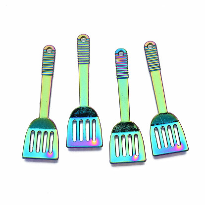 Rainbow Color Alloy Big Pendants, Cadmium Free & Nickel Free & Lead Free, Shovel Shaped