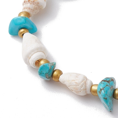 Summer Beach Synthetic Turquoise Chip & Natural Shell Beaded Bracelets for Women