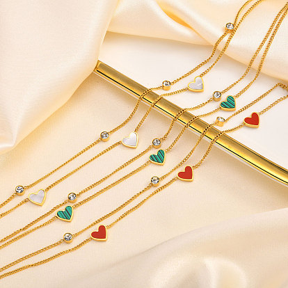 Браслеты с подвесками Golden из нержавеющей стали, с кубического циркония, сердце