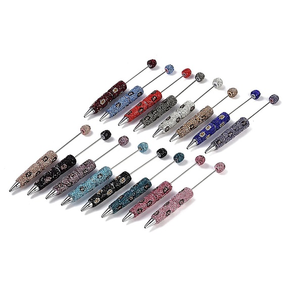 Железная ручка из бисера, шариковая ручка, с полимерной глиной горный хрусталь, для индивидуальной ручки с ювелирными бусинами, случайная подложка