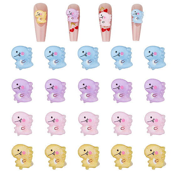 80шт 4 цветные кабошоны из непрозрачной смолы, динозавр