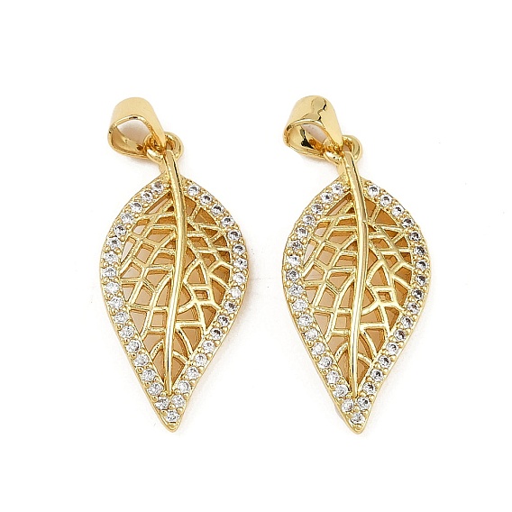 Латунные микро проложить кубического циркония подвески, лист прелести, без кадмия и без свинца, стойки покрытие, долговечный