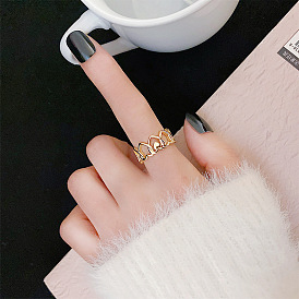 Minimalist Heart Chain Ring Women's 18K Gold Plated Index Finger Jewelry
