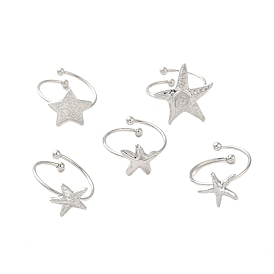 304 Stainless Steel Open Cuff Ring, Starfish