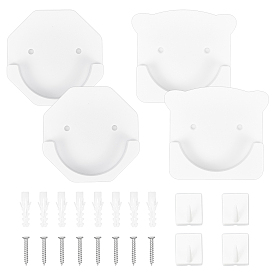 Olycraft 8Pcs ABS Hook Hanger, with Self Adhesive Sticker, with Iron Screws and Plastic Nut, Bear & Rectangle & Hexagon