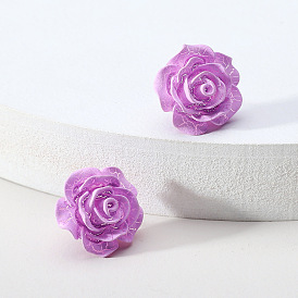 Fashionable Rose Resin Earrings for Women - Elegant, Sweet and Versatile Ear Accessories