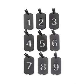 Ion Plating(IP) 304 Stainless Steel Pendants, Manual Polishing, Rectangle with Number 1~9