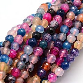 Facettes agate naturelle perles rondes brins, teint, 6mm, Trou: 1mm, Environ 64 pcs/chapelet, 14.7 pouce
