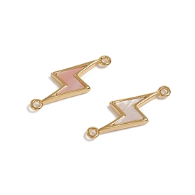 Natural Shell Links Connectors, with Golden Plated Brass Findings, Long-Lasting Plated, Lightning Bolt