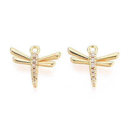 Латунные микропаве прозрачные подвески с фианитом, стрекоза прелести, без никеля 