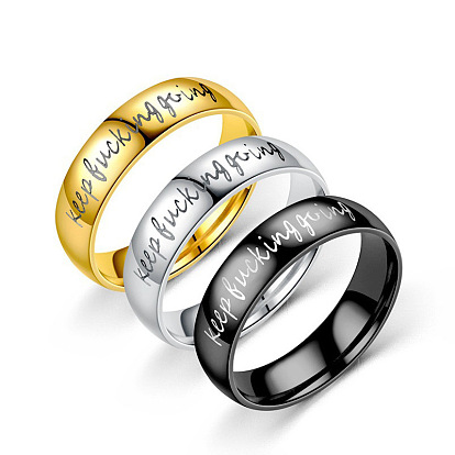 keep fucking going inspirational titanium steel couple ring stainless steel ring