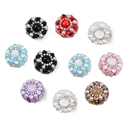 Инкрустация стекло полимерная глина стразы рондель бусины, с ABS имитации жемчуга, для DIY ручка-бусина телефон цепочка брелок аксессуары