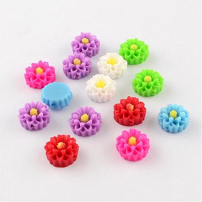 Resin Beads, Flower, 12x12x6mm, Hole: 1mm