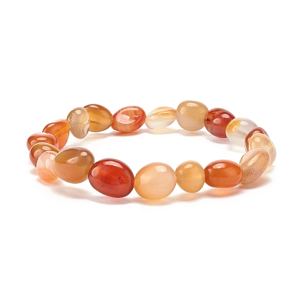 Dyed Natural Carnelian(Dyed) Nuggets Beads Stretch Bracelet, Reiki Bracelet for Children