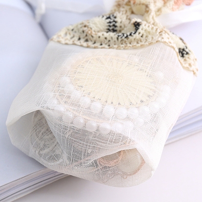 Organza Jewellery Storage Drawstring Pouches, with Polyetser Lace