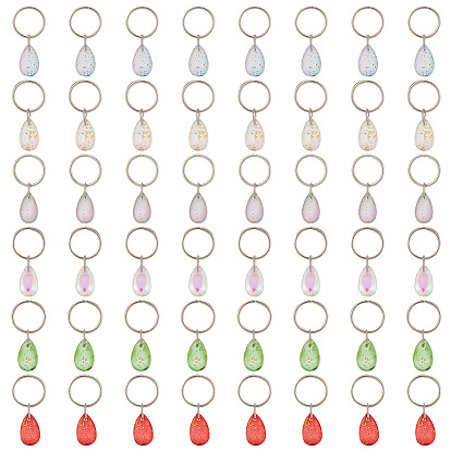 Слеза прозрачное стекло дреды бусы, плетение подвески для волос украшения зажимы, с кольца прыжок железа