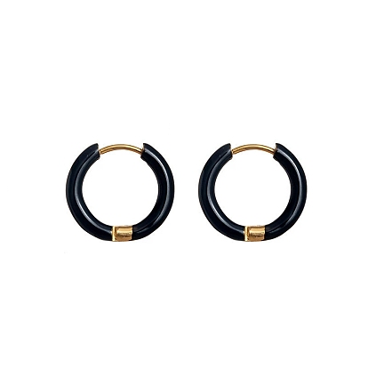 304 из нержавеющей стали серьга, с эмалью, реальный 18 k позолоченный