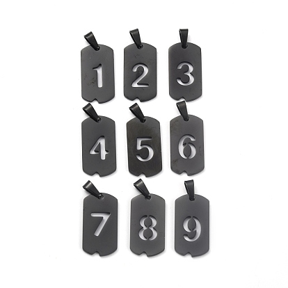 Ion Plating(IP) 304 Stainless Steel Pendants, Manual Polishing, Rectangle with Number 1~9