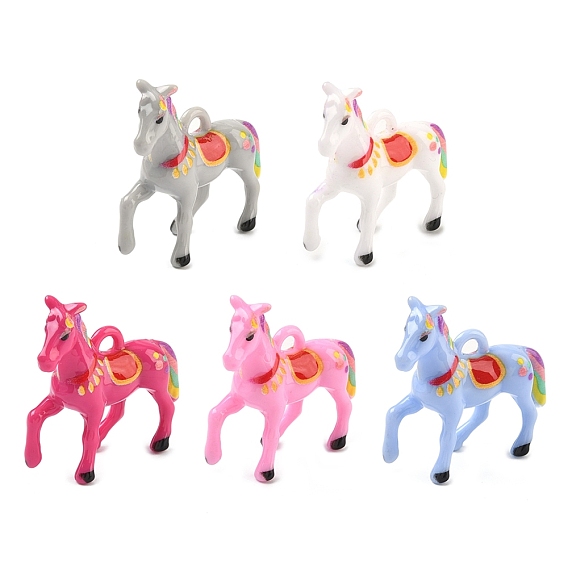 Непрозрачные акриловые подвески с принтом, 3d амулеты в виде лошадей