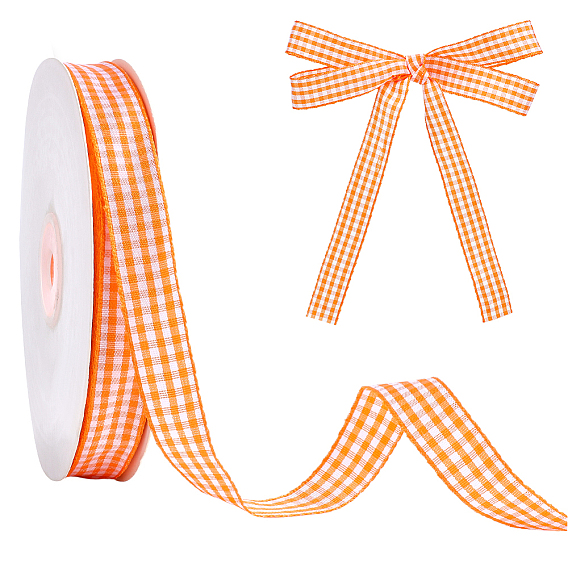 Полиэфирная лента, шотландка шаблон, для подарочной упаковки