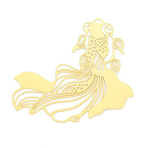 Латунные филигранные большие подвески, золотая рыбка, гравированные металлические украшения