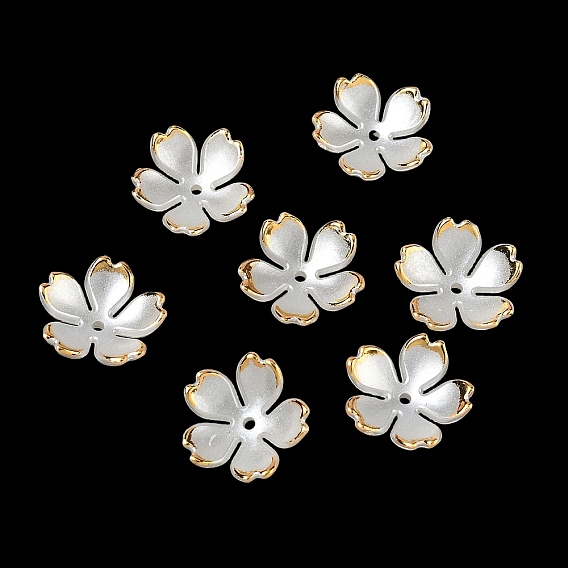 5-лепестковые колпачки для бусин из АБС-пластика с имитацией жемчуга, цветок, с золотым краем