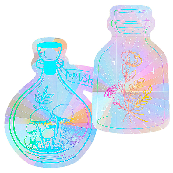 2 piezas 2 estilos pegatinas para ventanas con diseño de arcoíris para mascotas, Prisma no adhesivo sun catchers pegatinas de ventana interior para huelgas de pájaros