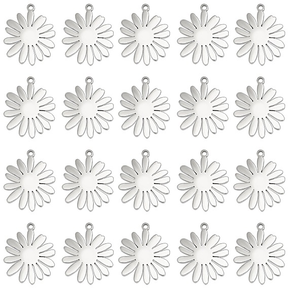 20 шт. 201 подвески из нержавеющей стали, лазерная резка, хризантема