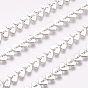 Brass Handmade Cobs Chains, Link Chains, with Spool, Long-Lasting Plated, Soldered, Leaf