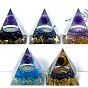 Orgonite Pyramid Resin Energy Generators, Reiki Natural Gemstone Chips Inside for Home Office Desk Decoration
