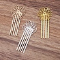 Brass Hair Comb Findings, with Filigree Flower