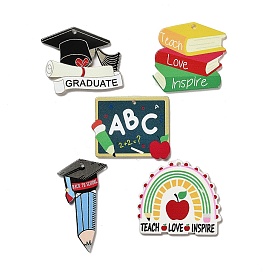 Rainbow/Pencil/Rectangle/Book/Hat Teachers' Day Resin Pendants, Graduation Theme Charms