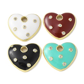 Латунные микро проложить кубического циркония подвески, сердце прелести, с эмалью, стойки покрытие, долговечный, реальный 18 k позолоченный